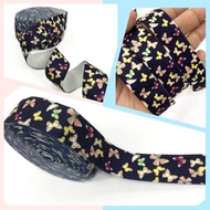 PER 1 YARD - 1 YARD - 2 CM ELASTIC RIBBON WITH BUTTERFLY MOTIF, MULTIPURPOSE STRETCHY RIBBON