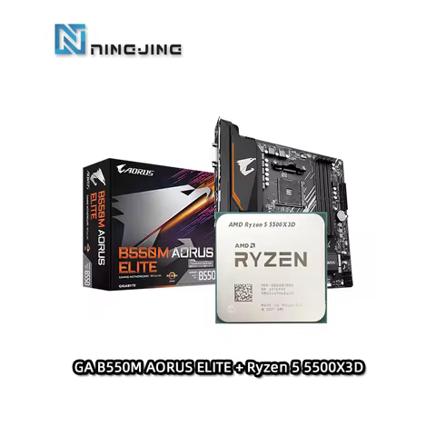 AMD R5 5500X3D Ryzen 5 5500X3D CPU + GA B550M AORUS ELITE mATX AMD B550 Motherboard New Suit Combo B
