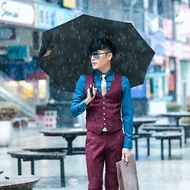 【Carry Umbrella】菱格紋雙層反向傘(銀灰/21吋)