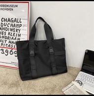 Túi đeo vai nam size lớn thời trang giỏ tote đeo vai đựng ipad laptop túi xách totte đen trơn phong