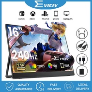 EVICIV【Local delivery】240Hz 2.5K Portable Monitor 16'' Gaming Monitor QLED 1200:1 100% sRGB USB C HD