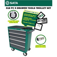 SATA 95121P-22 318PCS 5 Drawers Tool Trolley Set w/ Free Gift