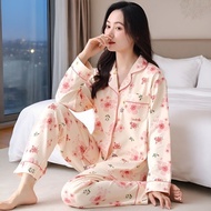 New women's pajamas for spring and autumn, cardigan style, long-sleeved, simple, plus-size, loose, c