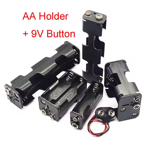 AA Battery Holder With 9V Buckle AA Battery Box With 9V Battery Button 2/4/6/8 Slot AA Battery Case 