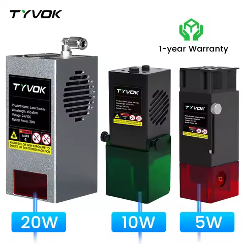 Tyvok 5W Laser Module for CNC Engraver 20W Laser Module High Power Cutter DIY Tools 450nm TTL/ PWM B