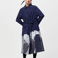 XITAO  A Line Bandage Dress Women Korea   Turn Down Collar Patchwork Print Pattern