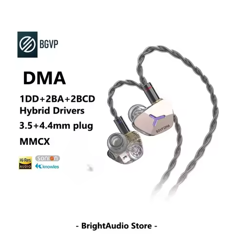 BGVP DMA 1DD+2BA+2BCD Hybrid IEM In-Ear Earphone Hi-Res Audio 3.5+4.4mm plug MMCX Detachable Wired C