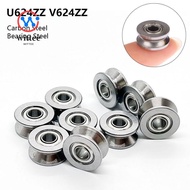 WITTEE 1/5Pcs Ball Bearing, Carbon Steel Bearing Steel U624ZZ V624ZZ Pulley Bearing, Sealed Ball U G