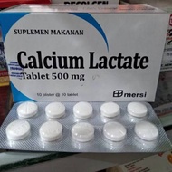 1 STRIP - Calcium Lactate 500mg isi 10 Tablet Kalsium Tulang Mersi Farma