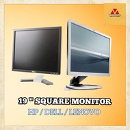 19 " SQUARE TYPE MONITOR / COMPUTER MONITOR / HP DELL LENOVO ETCH / ASSORTED BRAND / REFURBISHED