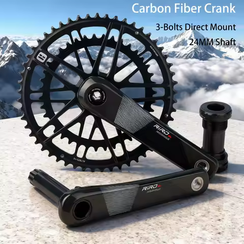RIRO Carbon Fiber Road Crankset 3-Bolts Direct Mount for 11/12-Speed 170mm Arms with 46-52T & 50-34/