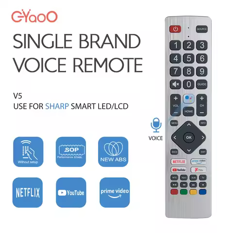 SH-V5 Voice Remote Control For Sharp Compatible With AQUOS SHW/RMC/0134 Netflix Prime YouTube F-Play