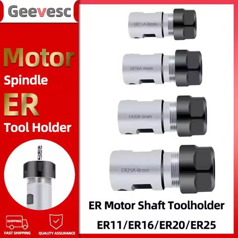 ER8 ER11 ER16 ER20 ER25 Chuck Collet Spindle DIY Motor Shaft Extension Rod Spindle Chuck Lathe Tool