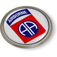 U.S. Army 82nd Ariborne Division 3D Domed CAR Emblem Badge Sticker Semi-Flexible Aluminum Bezel - Of