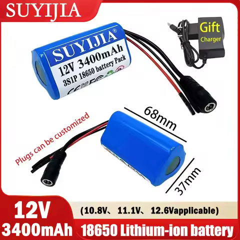 New Original 12V 3S1P Battery 3400mAh 12.6v 11.1v 18650 Lithium-ion Battery Pack Rechargeable Batter