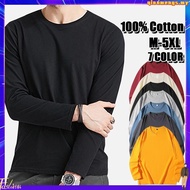 Ready Stock Cotton T Shirt Lon g Sleeve Men Solid Color Long Sleeve T Shirt Loose Men's T Shirt Long
