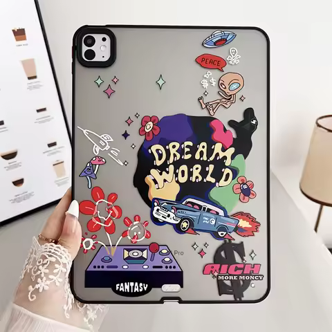 For 2024 iPad Pro 11 Case iPad Pro 11" Tablet Case Painted Pattern Cover PC+TPU Shockproof Protectiv