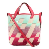 HERMES Toile H帆布/天鵝絨Cabas H En Biais 27手挽肩背兩用袋Framboise