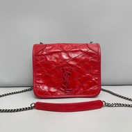 YSL聖羅蘭Niki mini迷你紅色全皮郵差包