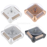 [trdfdv] Solar Powered Turntable Rotating Display Stand LED Light for Jewelry Gold