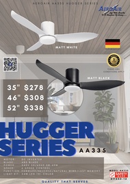 AeroAir AA335 35 / 46 / 52 Hugger Series Ceiling Fan with 24W Tri Tone LED