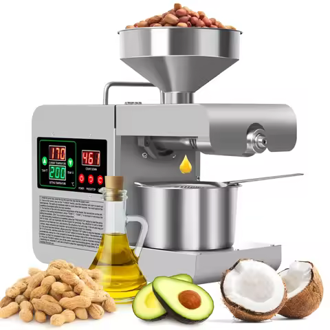 JK-OPM8S Automatic Oil Press Machine, Hot & Cold Press for Home, Oil Extractor for Olive Peanut Sesa