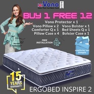 [ i FURNISHING ] VONO Egobed Inspire 2 Mattress Latex 7 Zone Pocketed Intalock Spring Free Gift Tila