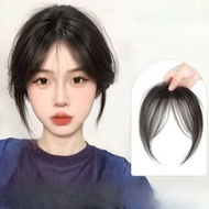韓式瀏海假髮片女蓬鬆增發量頭頂補發八字瀏海輕薄隱形模擬人發假瀏海