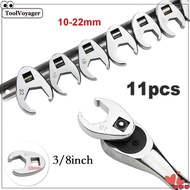 11pcs 3/8Inch Drive Crowfoot Wrench 10 To 22mm Metric Foot Open End Spanner Wrenches Key