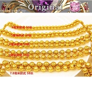Yellow 916 Gold Glossy Solid Bead Necklace Men/Women 916 Gold Chain Jewelry high
