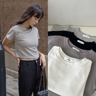 [HARPER] Brand Customized Round Neck Brushed Short Top S~XL 4 Colors | Ready Stock Short Sleeve Top 
