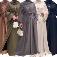 Abaya Cardigan 2-piece set Muslim Women Wear Plain abaya dress sets Muslimah fashion Abaya Dubai  Ju
