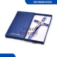 BENEDICT METAL HANGING CROSS + BOX (20 CM) / CATHOLIC WALL CROSS / HANGING CROSS / CROSS / BENEDICT 