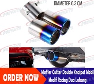 Muffler Cutter Double Knalpot Mobil Modif Racing Dua Lubang