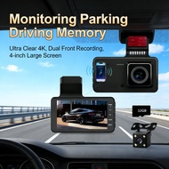 4K Screen 4 Inch Monitor Recording Parking Rear Night Loop Recording Vision Dash Cam Front 32GB Wide