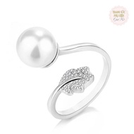 [HCM]Nhẫn nữ thời trang chiếc lá và hạt châu xinh xắn S925 -  N23