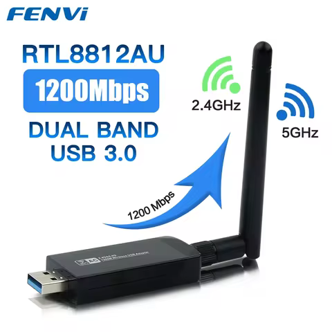 Dual Band 1200Mbps USB RTL8812AU Wireless AC1200 Wlan USB3.0 Wifi Lan Adapter Dongle 802.11ac With A