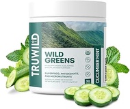 TRUWILD WILD GREENS Certified Organic Green Superfood Adaptogen Powder - 22+ Amazing Organic Foods - Reishi, Ashwagandha, Maca, Moringa, Wheatgrass, Bitter Melon - with Immune Support &amp; Natural Flavor