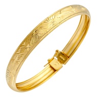 [BG5009] ZHULIAN Bangle - Gold Plated 999 / Classic Engraved Floral Bangle Gold Plated
