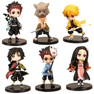 6pcs/set Kimetsu No Yaiba Anime Figure Kamado Tanjirou Agatsuma Zenitsu Action Figure Demon Slayer Kamado Nezuko Figurine Model