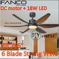 Fanco Heli DC Motor 56"/ 66" 6 Blade Ceiling Fan + 24W LED 3 tone Light