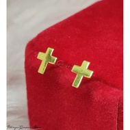 [KGS] US 10K GOLD CROSS EARRINGS 10K US FANCY GOLD HYPOALLERGENIC STUD EARRINGS