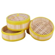 Bamboo Dim Sum Steamer / Bamboo Dim Sum Cover / Rubber Edge Circular Steamer / 胶边竹制蒸笼