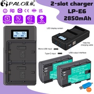 PALO LP-E6 Battery + LCD Dual Charger for Canon EOS 5DS R 5D Mark II 5D Mark III 6D 7D Mark II 80D