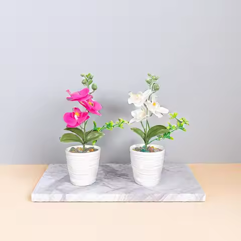 1pcLarge Phalaenopsis with vase and rain flower stone orchid simulated flower DIY creative artificia