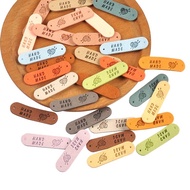 20Pcs 45x12mm Classic Mxied Color Leather Embossed Labels Sew On Garment Accessories DIY Tags Clothe