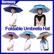 Foldable Umbrella Hat HeadMounted Anti Rain Sun Shade Anti UV Payung Topi Kepala Fishing Outdoor Hat