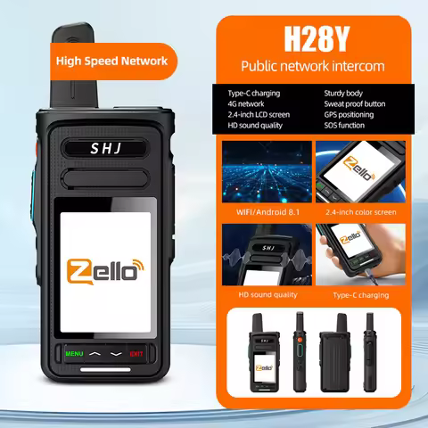 Zello POC Radio 2.4" Android 8.1 Smart Walkie Talkie, 4G SIM/WiFi, 100-Mile Long Range, Bluetooth Ha