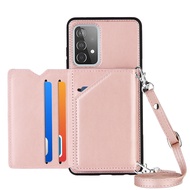 [Woo Fashion Case] กระเป๋าสตางค์สำหรับ Samsung Galaxy S20 S21 S22 FE และ A33 A52 5G A52s พิเศษกระเป๋าสะพายข้างแบบ A73 A53พร้อมปกหนังกระเป๋าเก็บบัตร