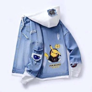 Pikachu Demin Wild Jacket Loose Baju Lelaki